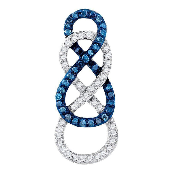 10kt Yellow Gold Women's Round Blue Color Enhanced Diamond Linked Infinity Pendant 1-4 Cttw - FREE Shipping (US/CAN)-Gold & Diamond Pendants & Necklaces-JadeMoghul Inc.