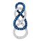 10kt Yellow Gold Women's Round Blue Color Enhanced Diamond Linked Infinity Pendant 1-4 Cttw - FREE Shipping (US/CAN)-Gold & Diamond Pendants & Necklaces-JadeMoghul Inc.