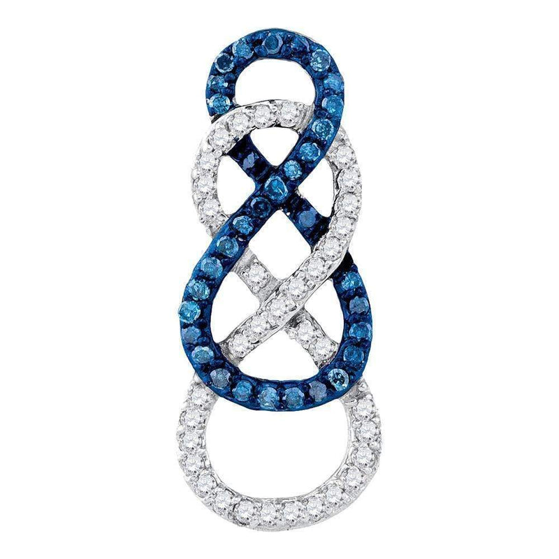 10kt Yellow Gold Women's Round Blue Color Enhanced Diamond Linked Infinity Pendant 1-4 Cttw - FREE Shipping (US/CAN)-Gold & Diamond Pendants & Necklaces-JadeMoghul Inc.