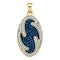 10kt Yellow Gold Women's Round Blue Color Enhanced Diamond Oval Wave Pendant 1-2 Cttw - FREE Shipping (US/CAN)-Gold & Diamond Pendants & Necklaces-JadeMoghul Inc.