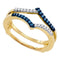 10kt Yellow Gold Womens Round Blue Color Enhanced Diamond Ring Guard Wrap Enhancer Band 1/5 Cttw - FREE Shipping (US/CAN)-Gold & Diamond Wedding Jewelry-5-JadeMoghul Inc.