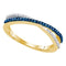 10kt Yellow Gold Women's Round Blue Color Enhanced Diamond Slender Crossover Band 1-6 Cttw - FREE Shipping (US/CAN)-Gold & Diamond Bands-JadeMoghul Inc.