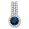 10kt Yellow Gold Women's Round Blue Color Enhanced Diamond Solitaire Circle Frame Pendant 1-3 Cttw - FREE Shipping (US/CAN)-Gold & Diamond Pendants & Necklaces-JadeMoghul Inc.