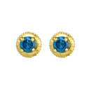 10kt Yellow Gold Women's Round Blue Color Enhanced Diamond Solitaire Earrings 1-2 Cttw - FREE Shipping (US/CAN)-Gold & Diamond Earrings-JadeMoghul Inc.