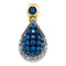 10kt Yellow Gold Women's Round Blue Color Enhanced Diamond Teardrop Cluster Pendant 1-6 Cttw - FREE Shipping (US/CAN)-Gold & Diamond Pendants & Necklaces-JadeMoghul Inc.