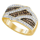 10kt Yellow Gold Women's Round Brown Color Enhanced Diamond Band Ring 3/4 Cttw - FREE Shipping (US/CAN)-Rings And Bands-5-JadeMoghul Inc.