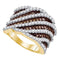 10kt Yellow Gold Women's Round Brown Color Enhanced Diamond Diagonal Stripe Fashion Ring 1-7/8 Cttw - FREE Shipping (US/CAN)-Rings And Bands-5-JadeMoghul Inc.
