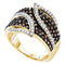 10kt Yellow Gold Women's Round Brown Color Enhanced Diamond Fashion Ring 1.00 Cttw - FREE Shipping (US/CAN)-Gold & Diamond Fashion Rings-5-JadeMoghul Inc.