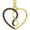 10kt Yellow Gold Womens Round Brown Color Enhanced Diamond Heart Infinity Pendant 1-8 Cttw-Gold & Diamond Pendants & Necklaces-JadeMoghul Inc.