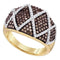 10kt Yellow Gold Women's Round Brown Color Enhanced Diamond Striped Fashion Ring 1.00 Cttw - FREE Shipping (US/CAN)-Gold & Diamond Fashion Rings-5-JadeMoghul Inc.