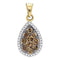 10kt Yellow Gold Women's Round Brown Color Enhanced Diamond Teardrop Pendant 3-4 Cttw - FREE Shipping (US/CAN)-Gold & Diamond Pendants & Necklaces-JadeMoghul Inc.