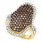 10kt Yellow Gold Women's Round Brown Color Enhanced Diamond Wide Cocktail Ring 1-3/4 Cttw - FREE Shipping (US/CAN)-Gold & Diamond Fashion Rings-5-JadeMoghul Inc.