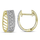 10kt Yellow Gold Women's Round Channel-set Diamond Hoop Earrings 5-8 Cttw - FREE Shipping (US/CAN)-Gold & Diamond Earrings-JadeMoghul Inc.