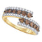 10kt Yellow Gold Women's Round Cognac-brown Color Enhanced Diamond Band Ring 1.00 Cttw - FREE Shipping (US/CAN)-Gold & Diamond Bands-5-JadeMoghul Inc.