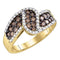 10kt Yellow Gold Women's Round Cognac-brown Color Enhanced Diamond Band Ring 1.00 Cttw - FREE Shipping (US/CAN)-Gold & Diamond Bands-5-JadeMoghul Inc.