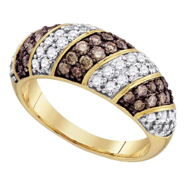 10kt Yellow Gold Women's Round Cognac-brown Color Enhanced Diamond Band Ring 1.00 Cttw - FREE Shipping (US/CAN)-Gold & Diamond Bands-5.5-JadeMoghul Inc.