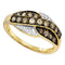 10kt Yellow Gold Women's Round Cognac-brown Color Enhanced Diamond Band Ring 1/2 Cttw - FREE Shipping (US/CAN)-Gold & Diamond Bands-5-JadeMoghul Inc.