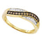 10kt Yellow Gold Women's Round Cognac-brown Color Enhanced Diamond Band Ring 1/4 Cttw - FREE Shipping (US/CAN)-Gold & Diamond Bands-5-JadeMoghul Inc.