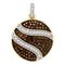 10kt Yellow Gold Women's Round Cognac-brown Color Enhanced Diamond Circle Cluster Pendant 3-4 Cttw - FREE Shipping (US/CAN)-Gold & Diamond Pendants & Necklaces-JadeMoghul Inc.