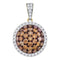 10kt Yellow Gold Women's Round Cognac-brown Color Enhanced Diamond Circle Frame Cluster Pendant 1-1-2 Cttw - FREE Shipping (US/CAN)-Gold & Diamond Pendants & Necklaces-JadeMoghul Inc.