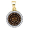 10kt Yellow Gold Women's Round Cognac-brown Color Enhanced Diamond Circle Frame Cluster Pendant 1-3 Cttw - FREE Shipping (US/CAN)-Gold & Diamond Pendants & Necklaces-JadeMoghul Inc.
