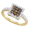 10kt Yellow Gold Women's Round Cognac-brown Color Enhanced Diamond Cluster Ring 1/2 Cttw - FREE Shipping (US/CAN)-Gold & Diamond Cluster Rings-5-JadeMoghul Inc.