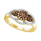10kt Yellow Gold Women's Round Cognac-brown Color Enhanced Diamond Cluster Ring 1/3 Cttw - FREE Shipping (US/CAN)-Gold & Diamond Cluster Rings-5-JadeMoghul Inc.
