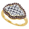 10kt Yellow Gold Women's Round Cognac-brown Color Enhanced Diamond Cluster Ring 3/8 Cttw - FREE Shipping (US/CAN)-Gold & Diamond Fashion Rings-5-JadeMoghul Inc.