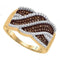 10kt Yellow Gold Women's Round Cognac-brown Color Enhanced Diamond Crossover Band 1/3 Cttw - FREE Shipping (US/CAN)-Gold & Diamond Bands-5-JadeMoghul Inc.