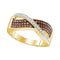 10kt Yellow Gold Women's Round Cognac-brown Color Enhanced Diamond Crossover Band Ring 1/3 Cttw - FREE Shipping (US/CAN)-Gold & Diamond Bands-5-JadeMoghul Inc.