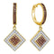 10kt Yellow Gold Women's Round Cognac-brown Color Enhanced Diamond Diagonal Square Dangle Earrings 1-2 Cttw - FREE Shipping (USA/CAN)-Gold & Diamond Earrings-JadeMoghul Inc.