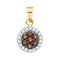 10kt Yellow Gold Women's Round Cognac-brown Color Enhanced Diamond Framed Flower Cluster Pendant 3-8 Cttw - FREE Shipping (US/CAN)-Gold & Diamond Pendants & Necklaces-JadeMoghul Inc.