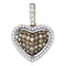 10kt Yellow Gold Women's Round Cognac-brown Color Enhanced Diamond Heart Love Pendant 3-8 Cttw - FREE Shipping (US/CAN)-Gold & Diamond Pendants & Necklaces-JadeMoghul Inc.