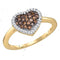 10kt Yellow Gold Women's Round Cognac-brown Color Enhanced Diamond Heart Love Ring 1/3 Cttw - FREE Shipping (US/CAN)-Gold & Diamond Heart Rings-7-JadeMoghul Inc.
