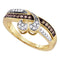 10kt Yellow Gold Women's Round Cognac-brown Color Enhanced Diamond Heart Love Ring 1/4 Cttw - FREE Shipping (US/CAN)-Rings And Bands-5-JadeMoghul Inc.