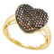 10kt Yellow Gold Women's Round Cognac-brown Color Enhanced Diamond Heart Love Ring 5/8 Cttw - FREE Shipping (US/CAN)-Gold & Diamond Heart Rings-5-JadeMoghul Inc.