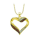 10kt Yellow Gold Women's Round Cognac-brown Color Enhanced Diamond Heart Pendant 1-10 Cttw - FREE Shipping (US/CAN)-Gold & Diamond Pendants & Necklaces-JadeMoghul Inc.