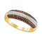 10kt Yellow Gold Women's Round Cognac-brown Color Enhanced Diamond Horizontal Stripe Band 1-2 Cttw - FREE Shipping (US/CAN)-Gold & Diamond Bands-JadeMoghul Inc.