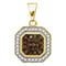 10kt Yellow Gold Women's Round Cognac-brown Color Enhanced Diamond Octagon Cluster Pendant 1-3 Cttw - FREE Shipping (US/CAN)-Gold & Diamond Pendants & Necklaces-JadeMoghul Inc.