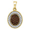 10kt Yellow Gold Women's Round Cognac-brown Color Enhanced Diamond Oval Frame Cluster Pendant 1-3 Cttw - FREE Shipping (US/CAN)-Gold & Diamond Pendants & Necklaces-JadeMoghul Inc.