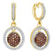 10kt Yellow Gold Women's Round Cognac-brown Color Enhanced Diamond Oval Frame Dangle Earrings 3-4 Cttw - FREE Shipping (US/CAN)-Gold & Diamond Earrings-JadeMoghul Inc.