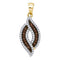 10kt Yellow Gold Women's Round Cognac-brown Color Enhanced Diamond Oval Frame Pendant 1-3 Cttw - FREE Shipping (US/CAN)-Gold & Diamond Pendants & Necklaces-JadeMoghul Inc.
