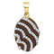 10kt Yellow Gold Women's Round Cognac-brown Color Enhanced Diamond Oval Stripe Pendant 1-3 Cttw - FREE Shipping (US/CAN)-Gold & Diamond Pendants & Necklaces-JadeMoghul Inc.