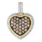 10kt Yellow Gold Women's Round Cognac-brown Color Enhanced Diamond Rope Heart Pendant 5-8 Cttw - FREE Shipping (US/CAN)-Pendants And Necklaces-JadeMoghul Inc.