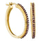 10kt Yellow Gold Women's Round Cognac-brown Color Enhanced Diamond Single Row Hoop Earrings 1-2 Cttw - FREE Shipping (USA/CAN)-Gold & Diamond Earrings-JadeMoghul Inc.