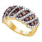 10kt Yellow Gold Women's Round Cognac-brown Color Enhanced Diamond Striped Band Ring 1-1/2 Cttw - FREE Shipping (US/CAN)-Gold & Diamond Bands-5.5-JadeMoghul Inc.