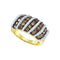 10kt Yellow Gold Women's Round Cognac-brown Color Enhanced Diamond Striped Cocktail Ring 1-1/2 Cttw - FREE Shipping (US/CAN)-Gold & Diamond Bands-5-JadeMoghul Inc.