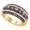 10kt Yellow Gold Women's Round Cognac-brown Color Enhanced Diamond Striped Cocktail Ring 1-1/2 Cttw - FREE Shipping (US/CAN)-Gold & Diamond Bands-5-JadeMoghul Inc.
