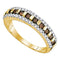 10kt Yellow Gold Women's Round Cognac-brown Color Enhanced Diamond Triple Row Band 1/2 Cttw - FREE Shipping (US/CAN)-Gold & Diamond Bands-5-JadeMoghul Inc.