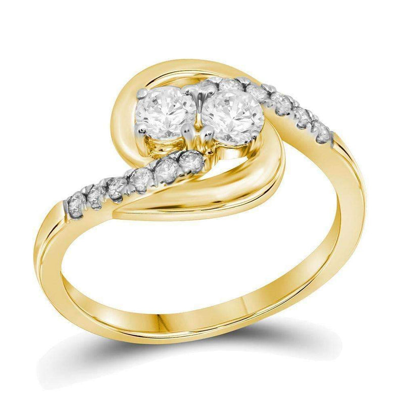 10kt Yellow Gold Women's Round Diamond 2-stone Hearts Together Bridal Wedding Engagement Ring 1/2 Cttw - FREE Shipping (US/CAN) (Certified)-Wedding Jewelry-5-JadeMoghul Inc.
